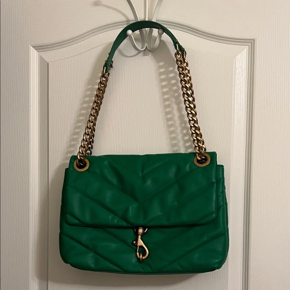Rebecca Minkoff Emerald Quilted Shoulder Bag with Gold Chain - Picture 1 of 15